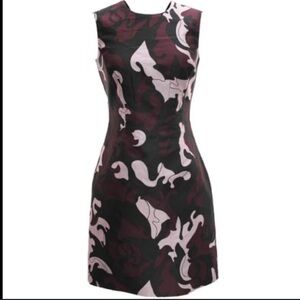 Authentic Gianni Versace Black Purple Abstract Print Satin Cocktail Dress 40 NWT